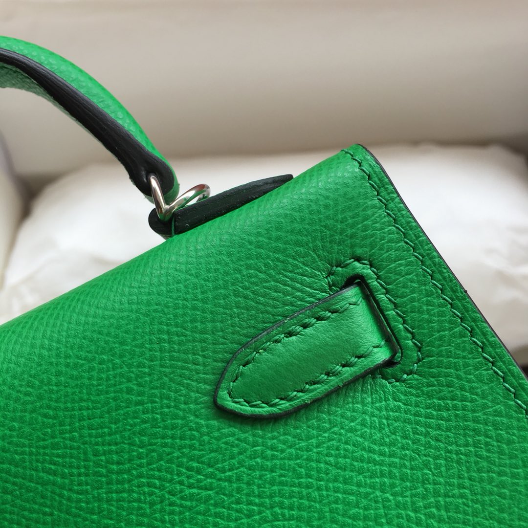 Hermes Kelly Mini II Bag 19CM In Green Epsom Leather